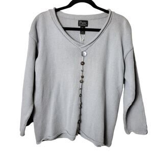 Vintage Pure Sweater M/L Gray Hand Knit Artsy Minimalist Lagenlook Lagom NEW